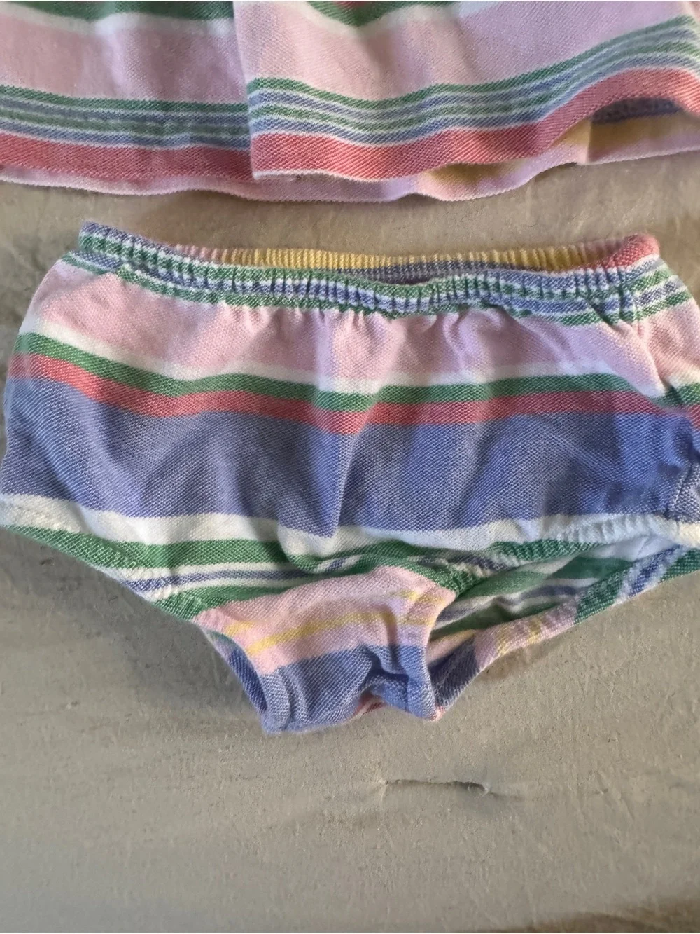 Ralph Lauren Baby Girls 3M Pastel Striped Ruffle Dress Preppy Spring